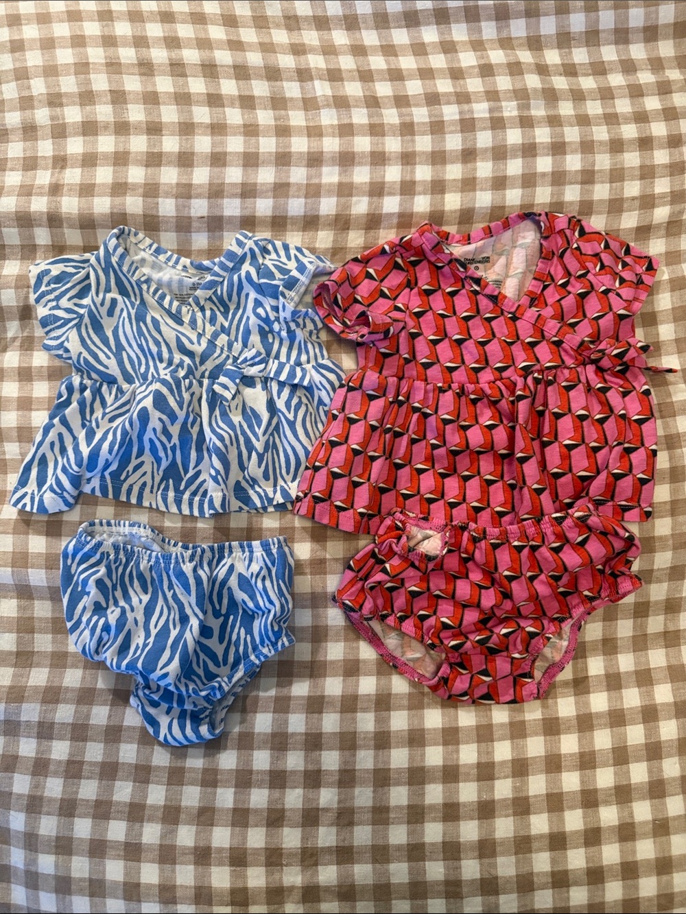 Diane Von Furstenberg Girls' Blue Zebra & Pink Geometric Two-Piece Sets